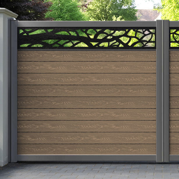 Classic Twilight Straight Top Driveway Gate - Teak - Top Screen