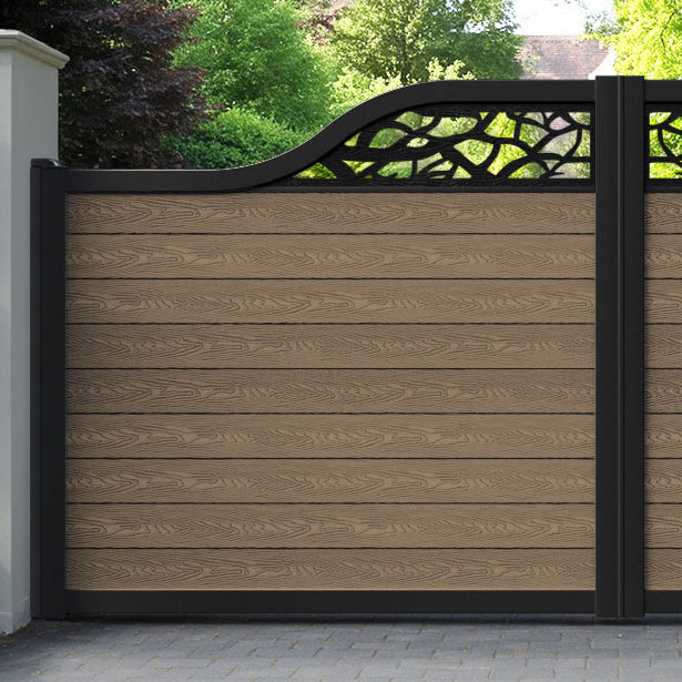 Classic Twilight Curved Top Driveway Gate - Teak -  Top Screen