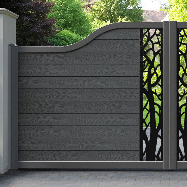 Classic Twilight Curved Top Driveway Gate - Dark Grey - Middle Screen