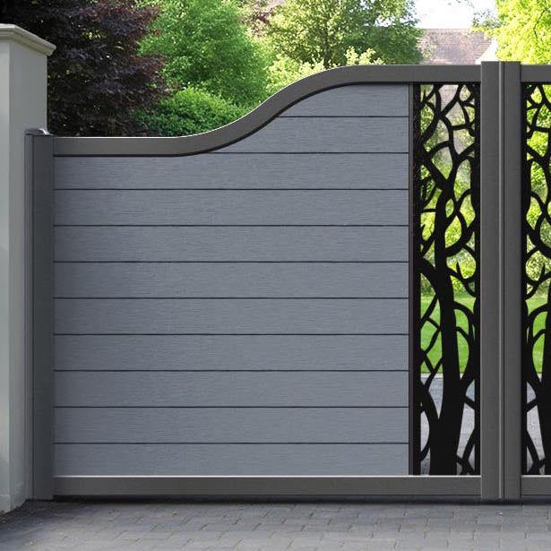 Fusion Twilight Curved Top Driveway Gate - Anthracite - Middle Screen