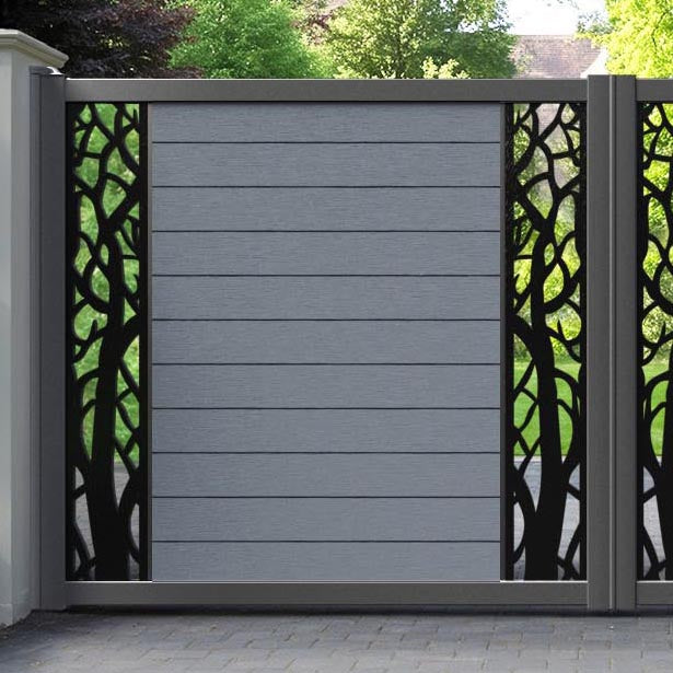 Fusion Twilight Straight Top Driveway Gate - Anthracite - Middle & End Screen