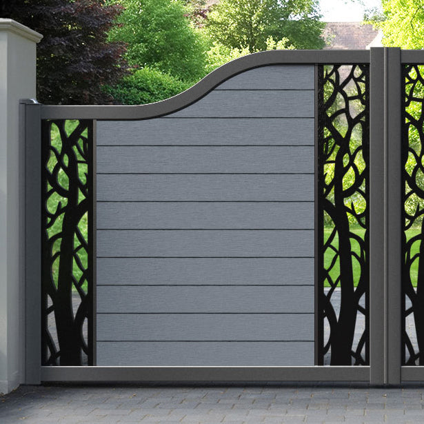 Fusion Twilight Curved Top Driveway Gate - Anthracite - Middle & End Screen