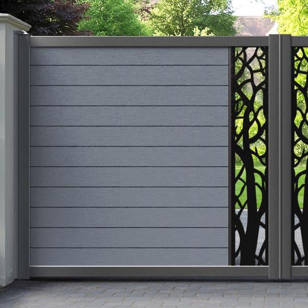 Fusion Twilight Straight Top Driveway Gate - Anthracite - Middle Screen