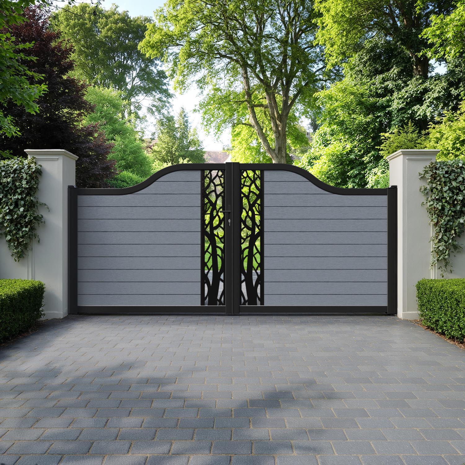 Fusion Twilight Curved Top Driveway Gate - Anthracite - Middle Screen