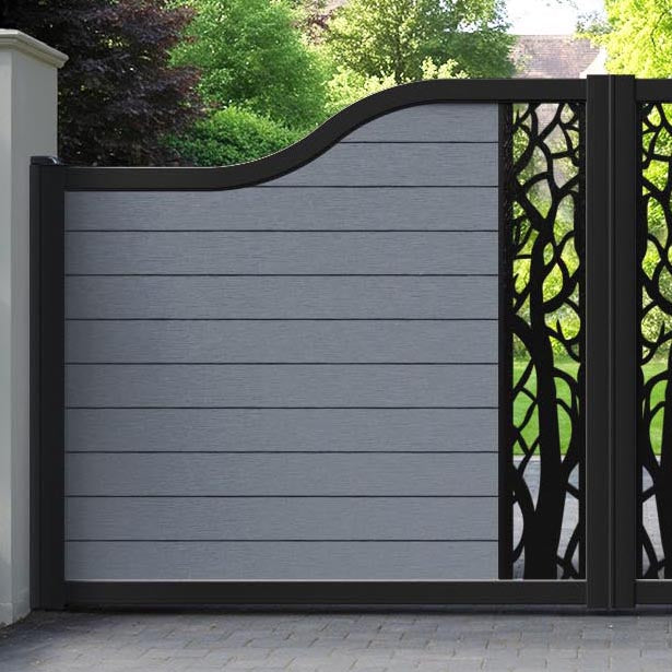 Fusion Twilight Curved Top Driveway Gate - Anthracite - Middle Screen