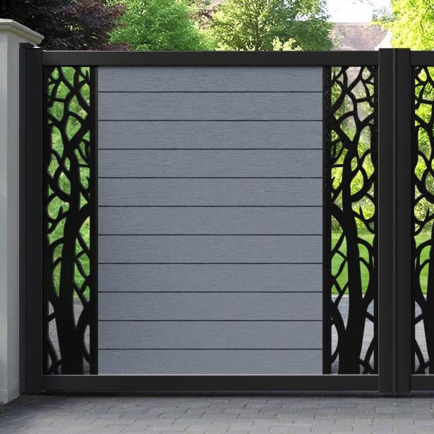 Fusion Twilight Straight Top Driveway Gate - Anthracite - Middle & End Screen