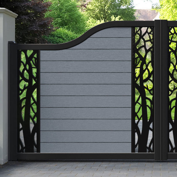 Fusion Twilight Curved Top Driveway Gate - Anthracite - Middle & End Screen