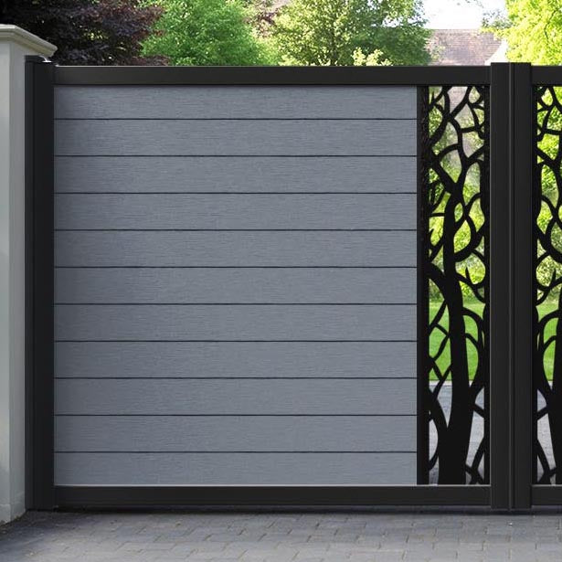 Fusion Twilight Straight Top Driveway Gate - Anthracite - Middle Screen