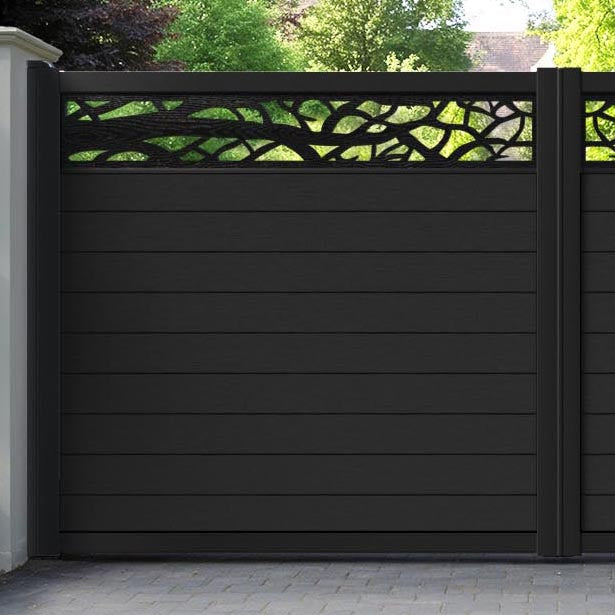 Fusion Twilight Straight Top Driveway Gate - Black - Top Screen
