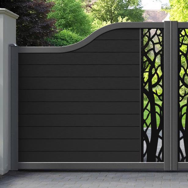 Fusion Twilight Curved Top Driveway Gate - Black - Middle Screen
