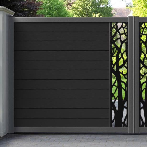 Fusion Twilight Straight Top Driveway Gate - Black - Middle Screen
