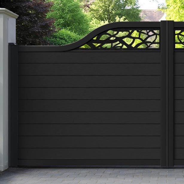 Fusion Twilight Curved Top Driveway Gate - Black - Top Screen