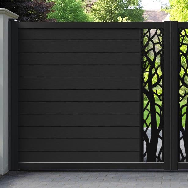 Fusion Twilight Straight Top Driveway Gate - Black - Middle Screen