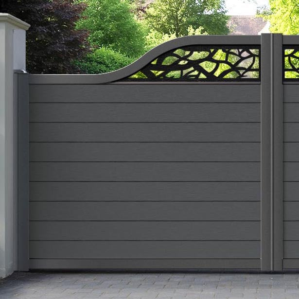 Fusion Twilight Curved Top Driveway Gate - Dark Grey - Top Screen