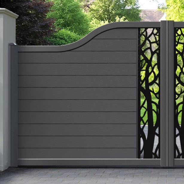 Fusion Twilight Curved Top Driveway Gate - Dark Grey - Middle Screen