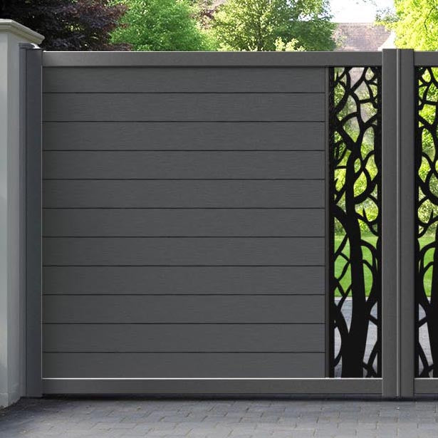 Fusion Twilight Straight Top Driveway Gate - Dark Grey - Middle Screen