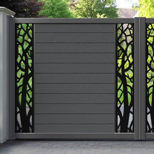 Fusion Twilight Straight Top Driveway Gate - Dark Grey - Middle & End Screen
