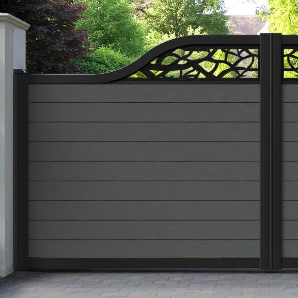 Fusion Twilight Curved Top Driveway Gate - Dark Grey - Top Screen