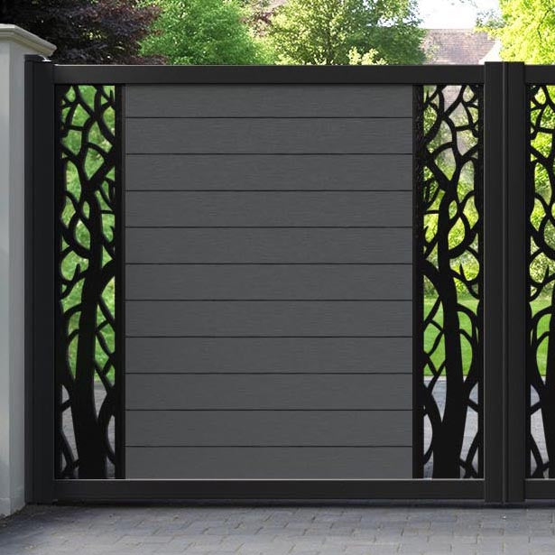 Fusion Twilight Straight Top Driveway Gate - Dark Grey - Middle & End Screen