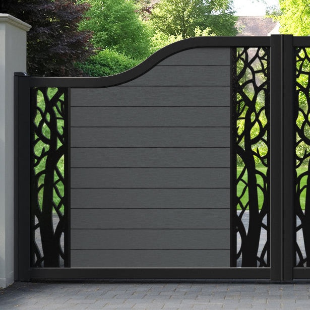 Fusion Twilight Curved Top Driveway Gate - Dark Grey - Middle & End Screen