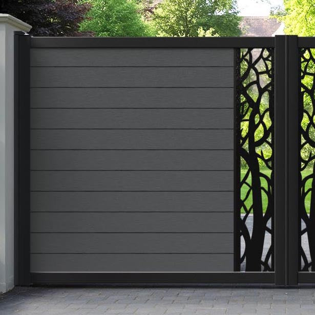 Fusion Twilight Straight Top Driveway Gate - Dark Grey - Middle Screen