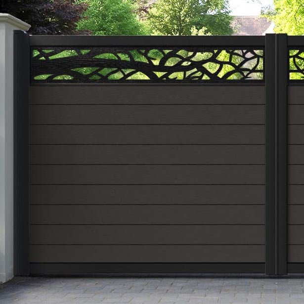 Fusion Twilight Straight Top Driveway Gate - Dark Oak - Top Screen