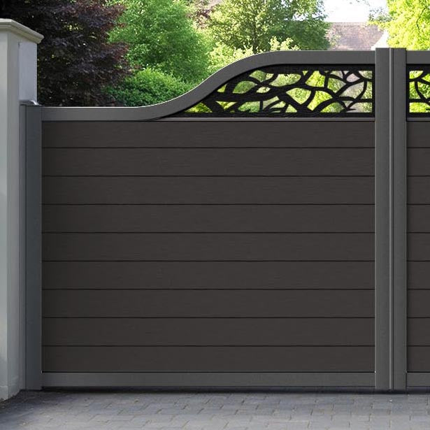 Fusion Twilight Curved Top Driveway Gate - Dark Oak - Top Screen