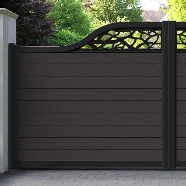 Fusion Twilight Curved Top Driveway Gate - Dark Oak - Top Screen