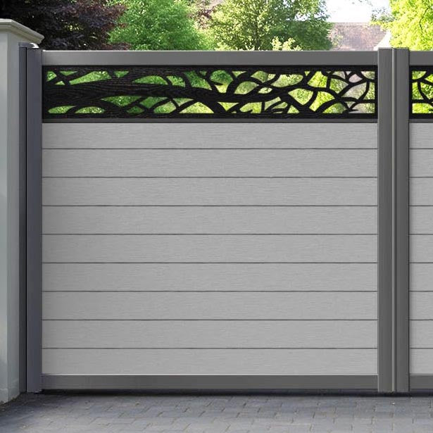 Fusion Twilight Straight Top Driveway Gate - Light Grey - Top Screen