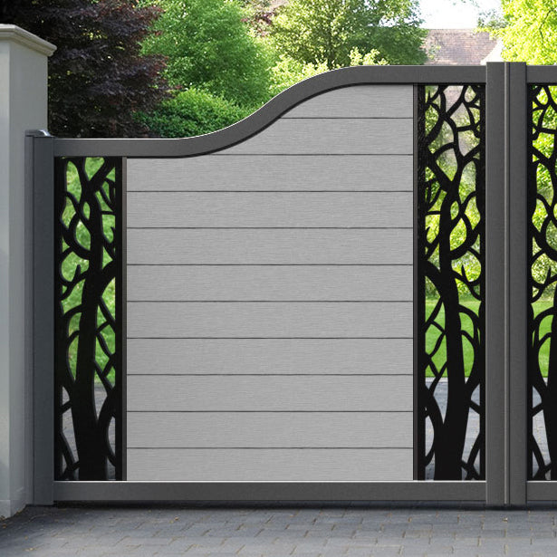 Fusion Twilight Curved Top Driveway Gate - Light Grey - Middle & End Screen