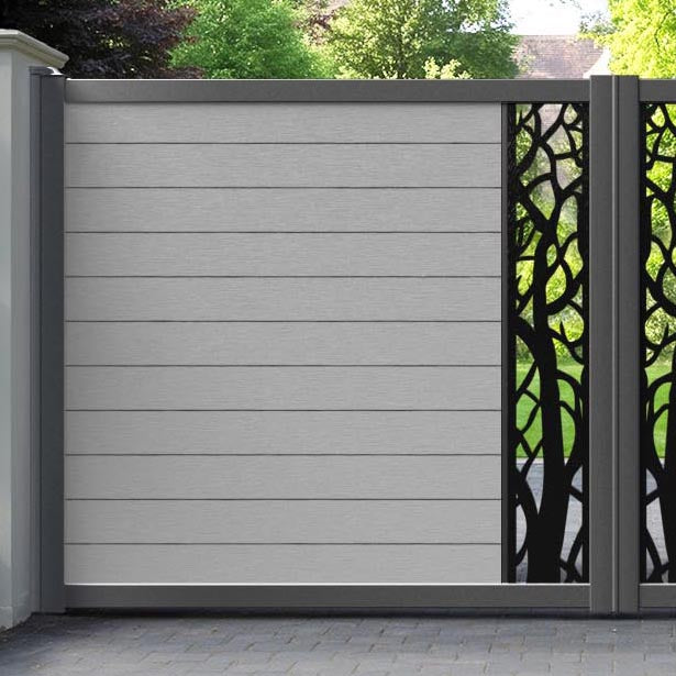 Fusion Twilight Straight Top Driveway Gate - Light Grey - Middle Screen
