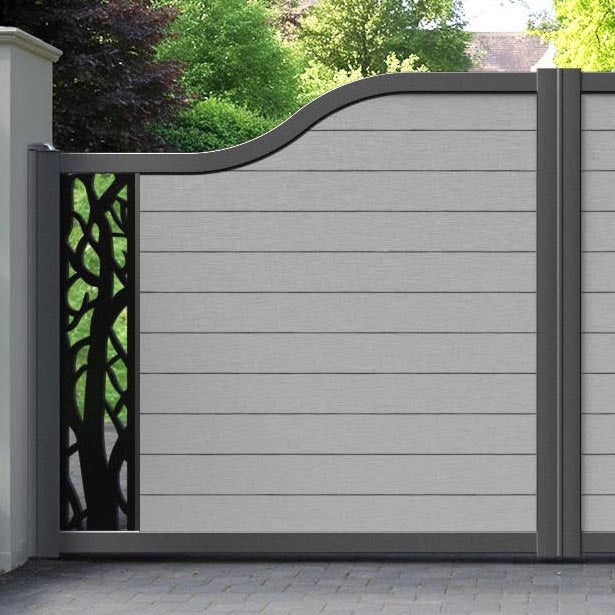 Fusion Twilight Curved Top Driveway Gate - Light Grey - End Screen