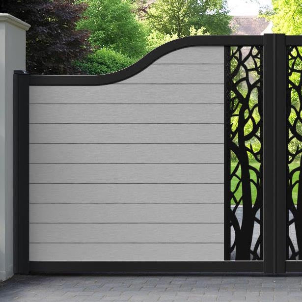 Fusion Twilight Curved Top Driveway Gate - Light Grey - Middle Screen