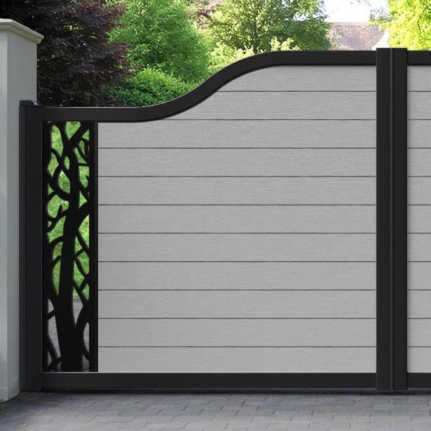 Fusion Twilight Curved Top Driveway Gate - Light Grey - End Screen
