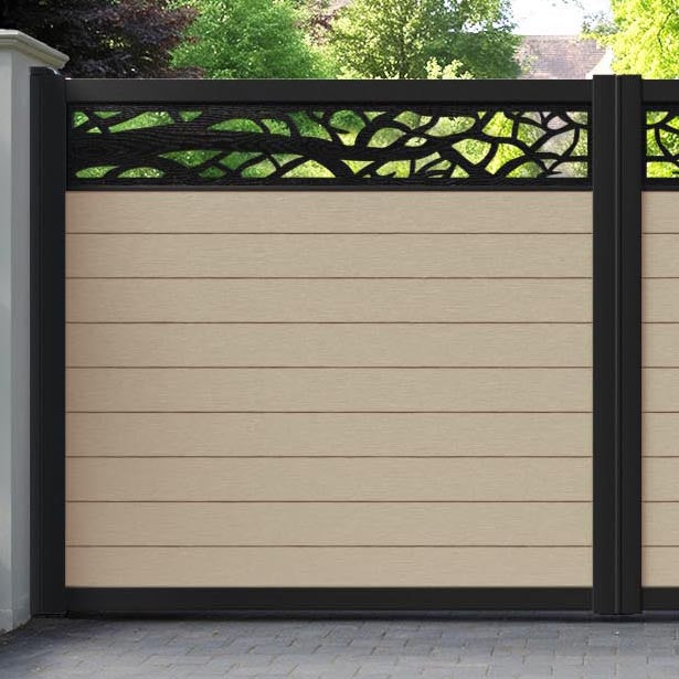 Fusion Twilight Straight Top Driveway Gate - Light Oak - Top Screen