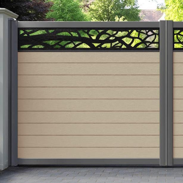 Fusion Twilight Straight Top Driveway Gate - Light Oak - Top Screen