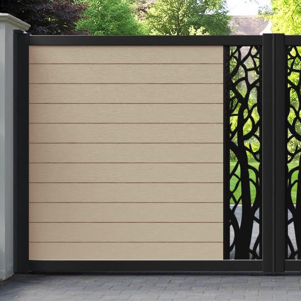 Fusion Twilight Straight Top Driveway Gate - Light Oak - Middle Screen