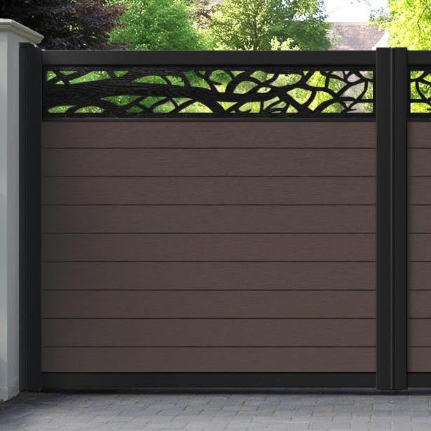 Fusion Twilight Straight Top Driveway Gate - Mid Brown - Top Screen