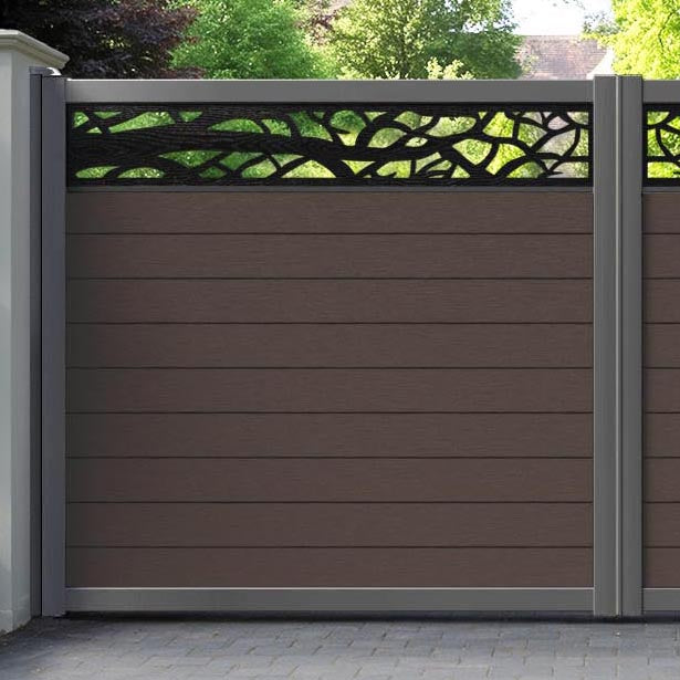 Fusion Twilight Straight Top Driveway Gate - Mid Brown - Top Screen
