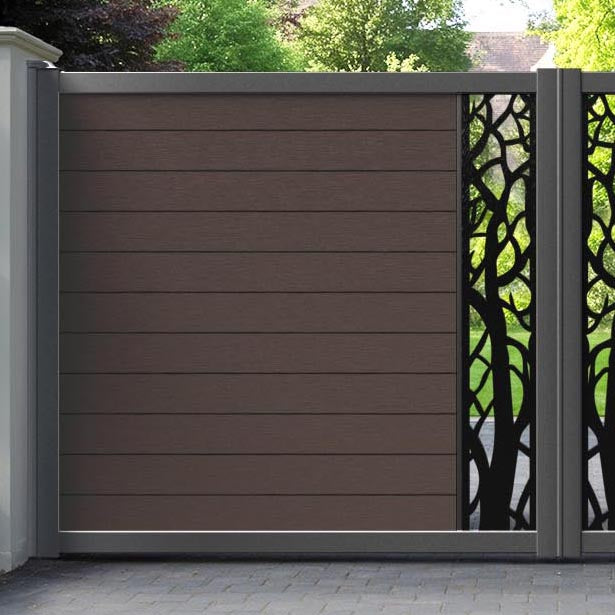 Fusion Twilight Straight Top Driveway Gate - Mid Brown - Middle Screen