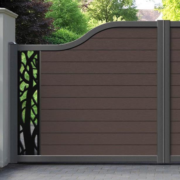 Fusion Twilight Curved Top Driveway Gate - Mid Brown - End Screen