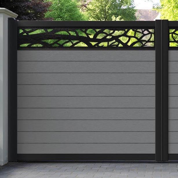 Fusion Twilight Straight Top Driveway Gate - Mid Grey - Top Screen