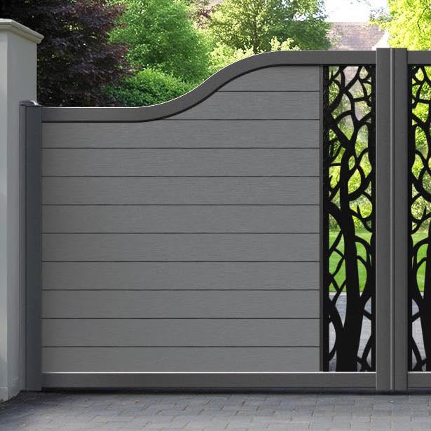 Fusion Twilight Curved Top Driveway Gate - Mid Grey - Middle Screen
