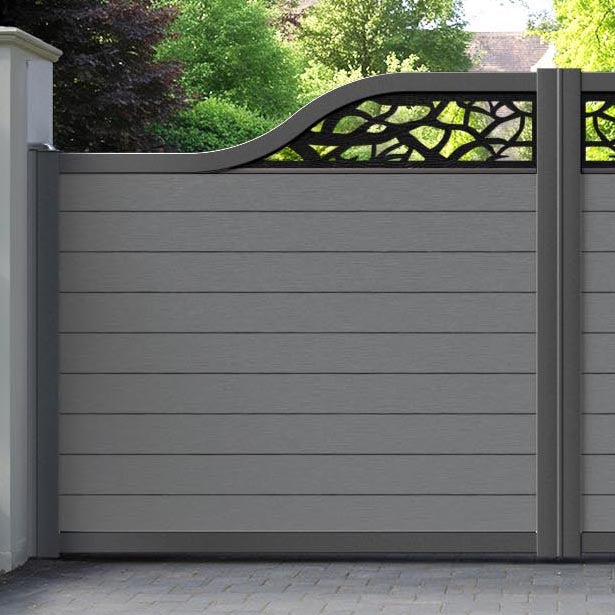 Fusion Twilight Curved Top Driveway Gate - Mid Grey - Top Screen