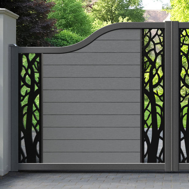 Fusion Twilight Curved Top Driveway Gate - Mid Grey - Middle & End Screen