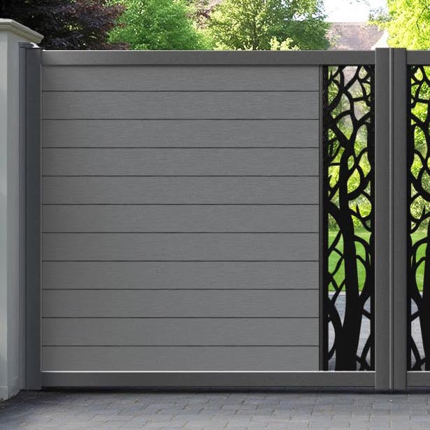 Fusion Twilight Straight Top Driveway Gate - Mid Grey - Middle Screen