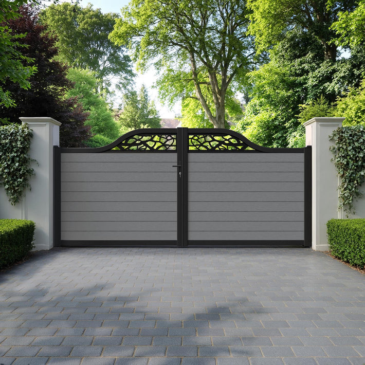 Fusion Twilight Curved Top Driveway Gate - Mid Grey - Top Screen