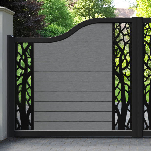 Fusion Twilight Curved Top Driveway Gate - Mid Grey - Middle & End Screen