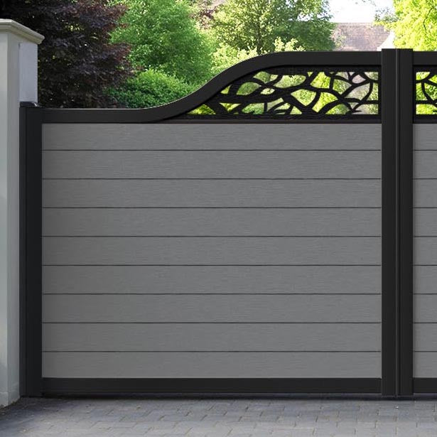 Fusion Twilight Curved Top Driveway Gate - Mid Grey - Top Screen