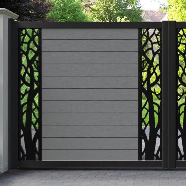 Fusion Twilight Straight Top Driveway Gate - Mid Grey - Middle & End Screen